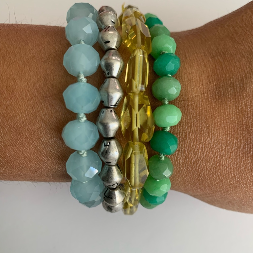 Green and Silver beaded Bracelet